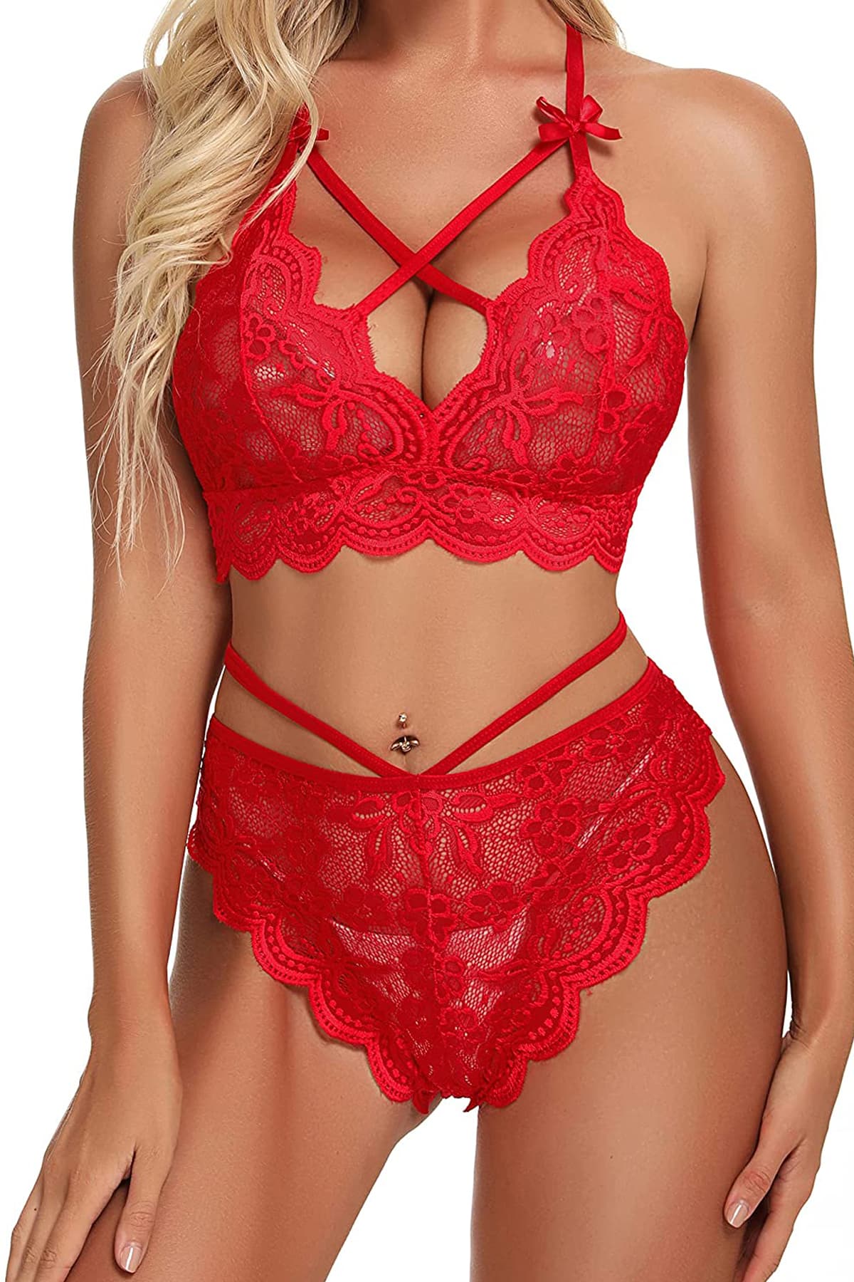 Dantelli Sütyen Külot Takımı Kırmızı