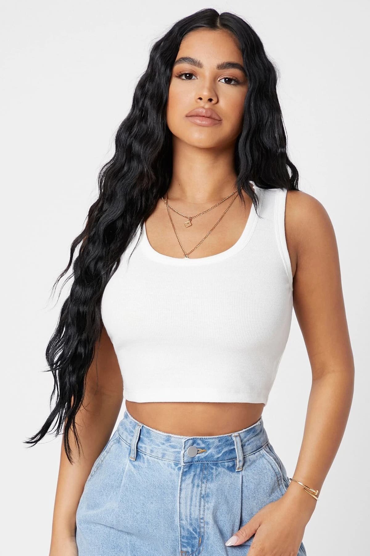 Kadın Beyaz Crop Top Bluz - Ribana Kumaş
