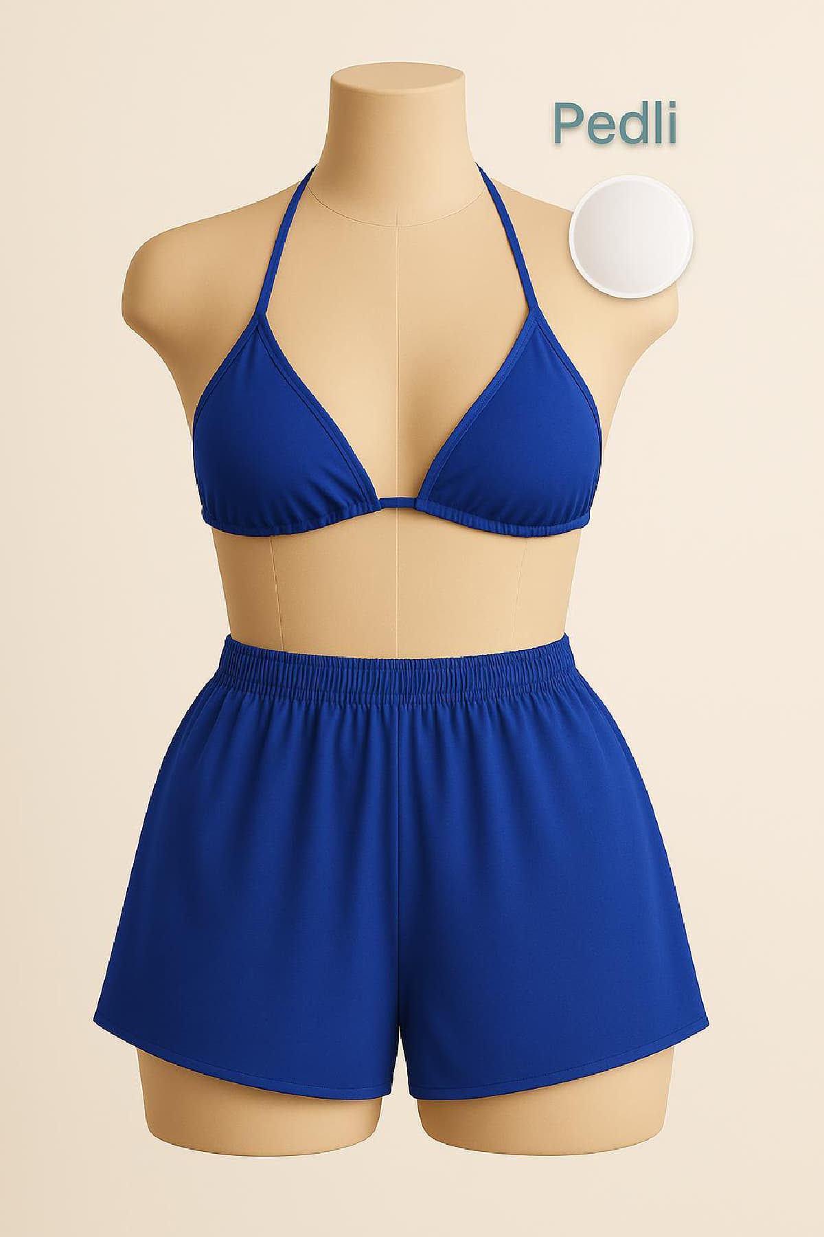 Mavi Bikini Takımı Şortlu Bağlamalı - Kadın Plaj Modası