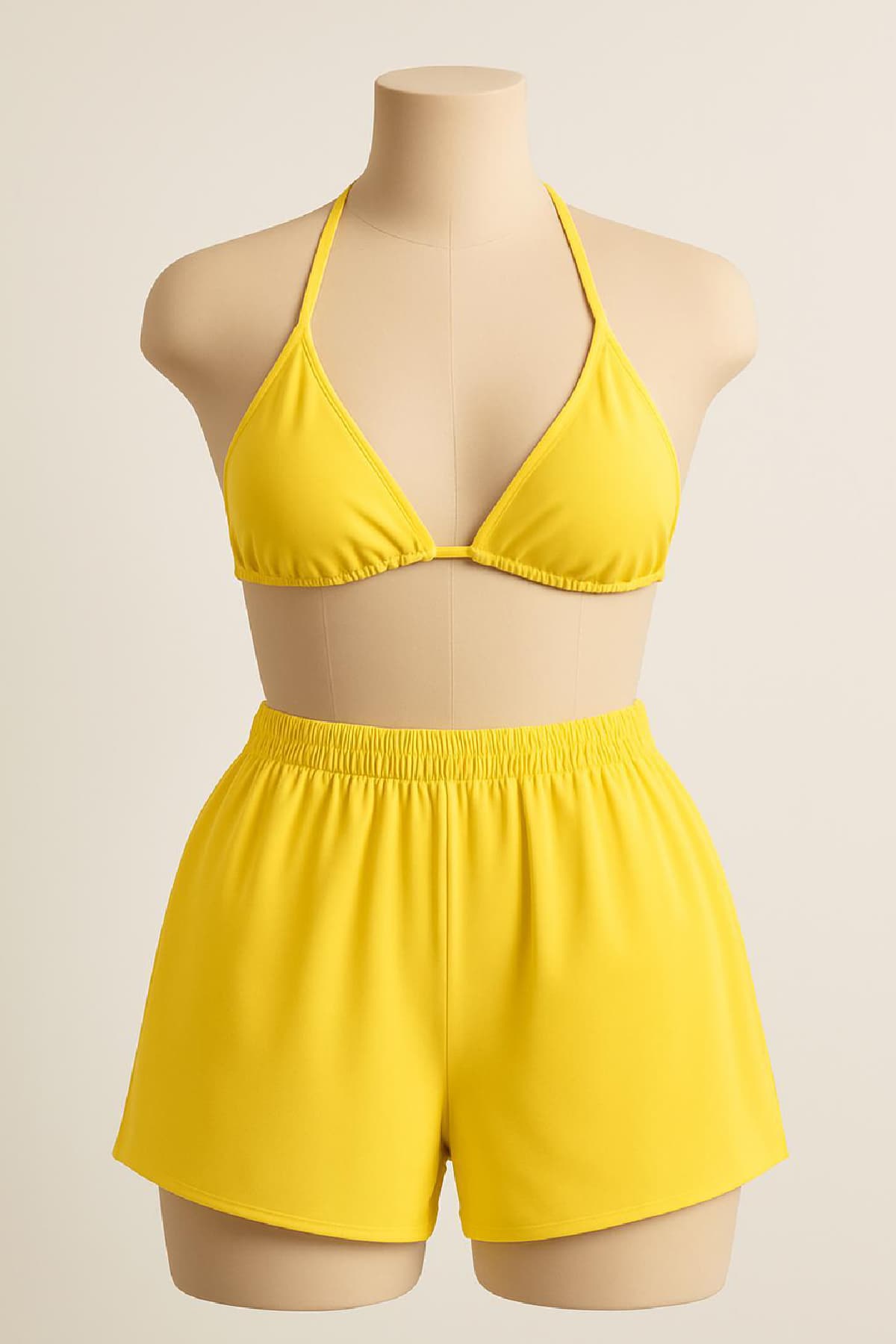 Bikini Takımı Sarı Mikro Şortlu Bağlamalı - IM-2922