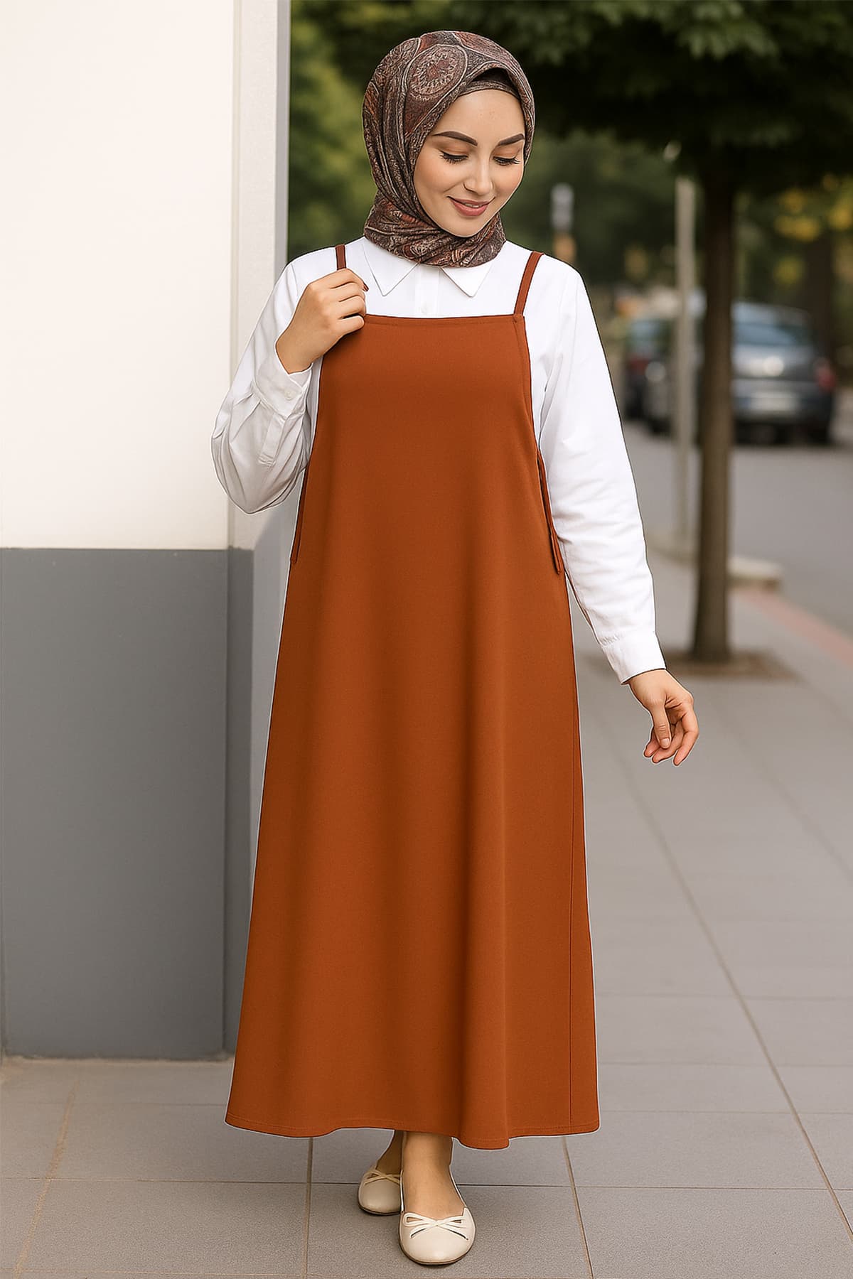 Kadın Elbise Basic Kahverengi Askılı Jile - IM-5507