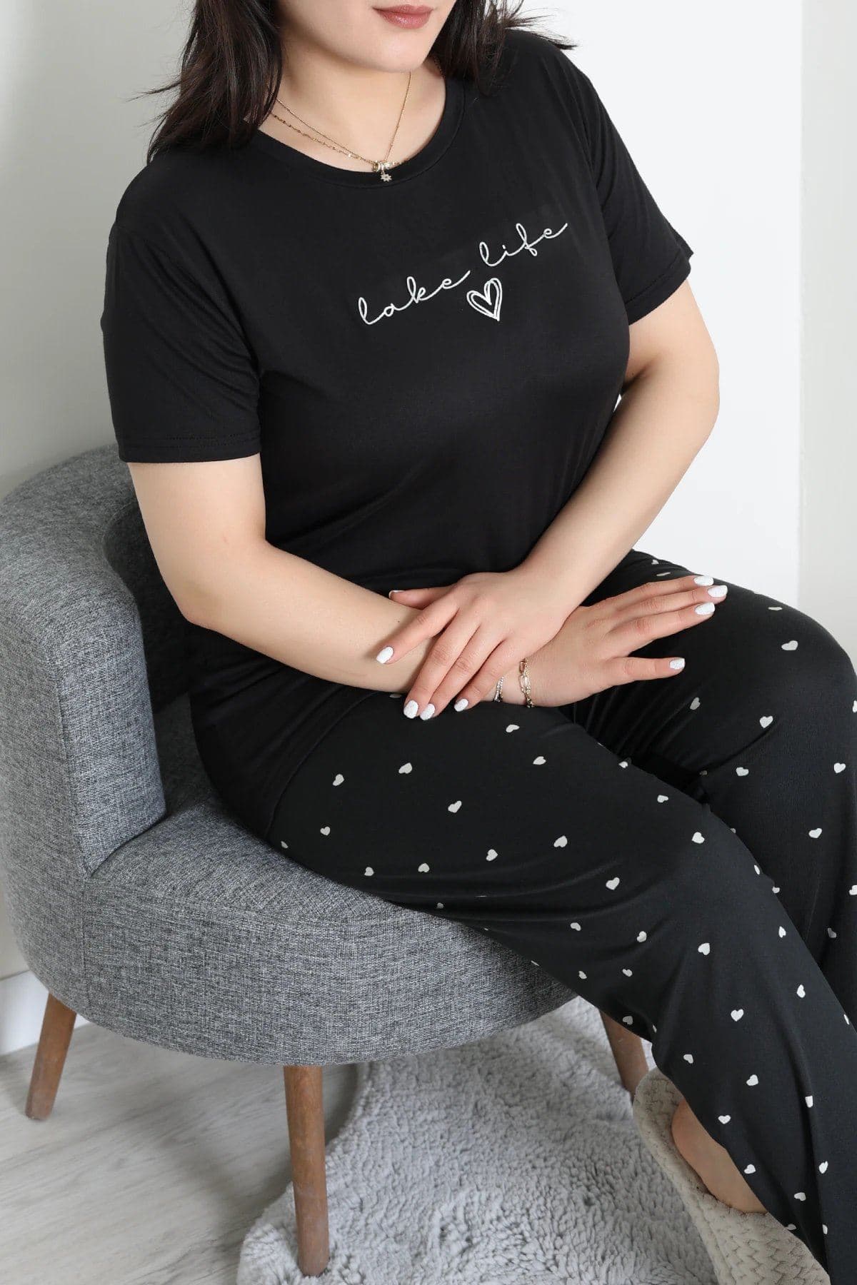 Büyük Beden Milan Pijama Takımı Siyah - 53611.1048.