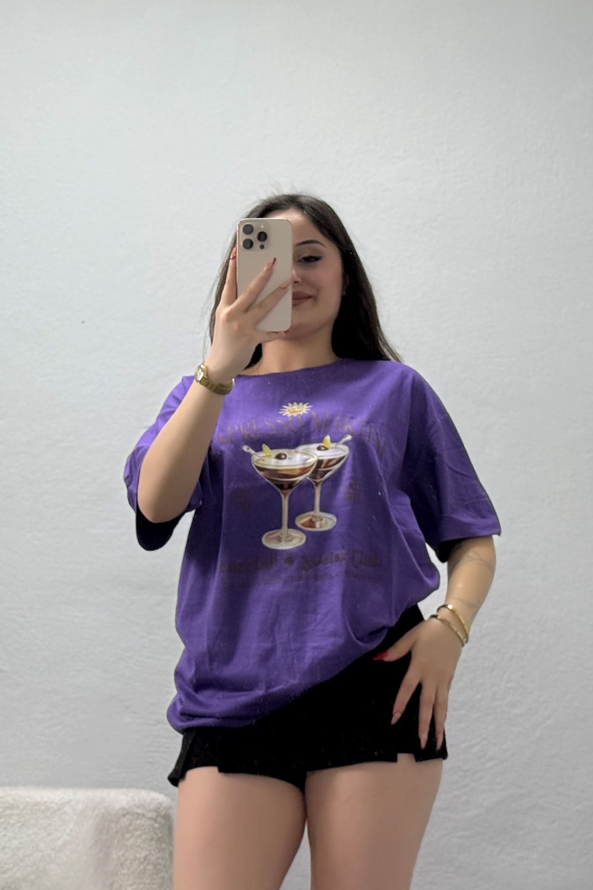Suprem Baskılı Oversize Tişört Mor - 31889.1878.