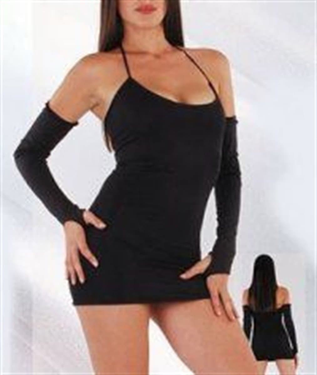 B060828 Eldivenli Mini Elbise